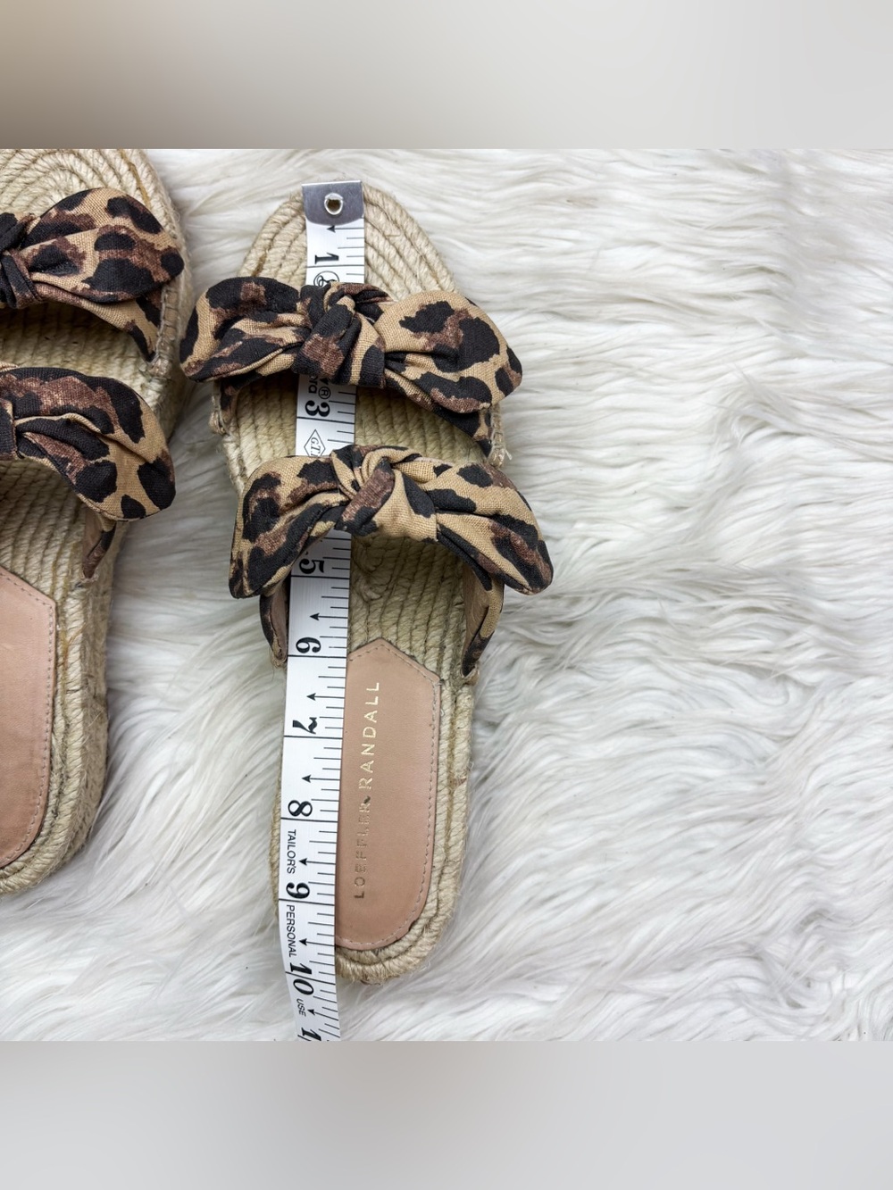 Loeffler Randall Leopard Print Bow Espadrille Slide - Cream, Brown, Black - Picture 9 of 10